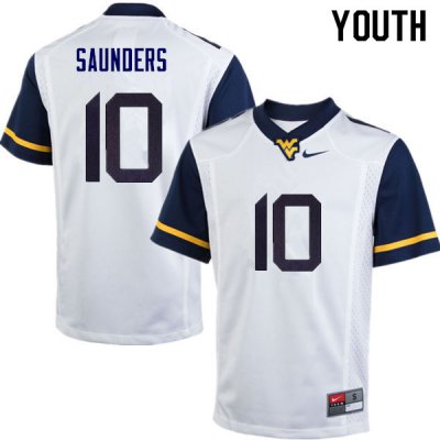 Youth West Virginia Mountaineers NCAA #10 Cody Saunders White Authentic Nike Stitched College Football Jersey HB15H50QQ